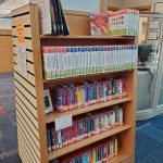 Audio books and Playaways are near the Circulation Desk